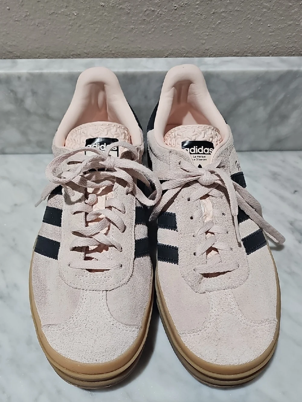 adidas Gazelle Platform Sneakers in Blush Pink with Black Stripes - Picture 3 of 7